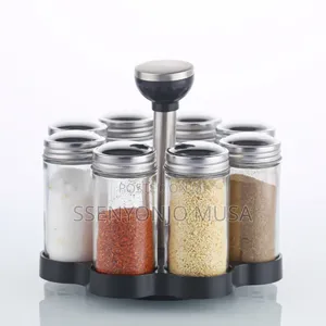 6-Jar Revolving Spice Rack - Rotating Spice Herb Organizer