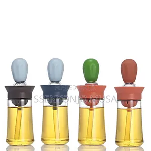 Glass Oil Bottle With Silicone Brush - Measuring Olive Oil-