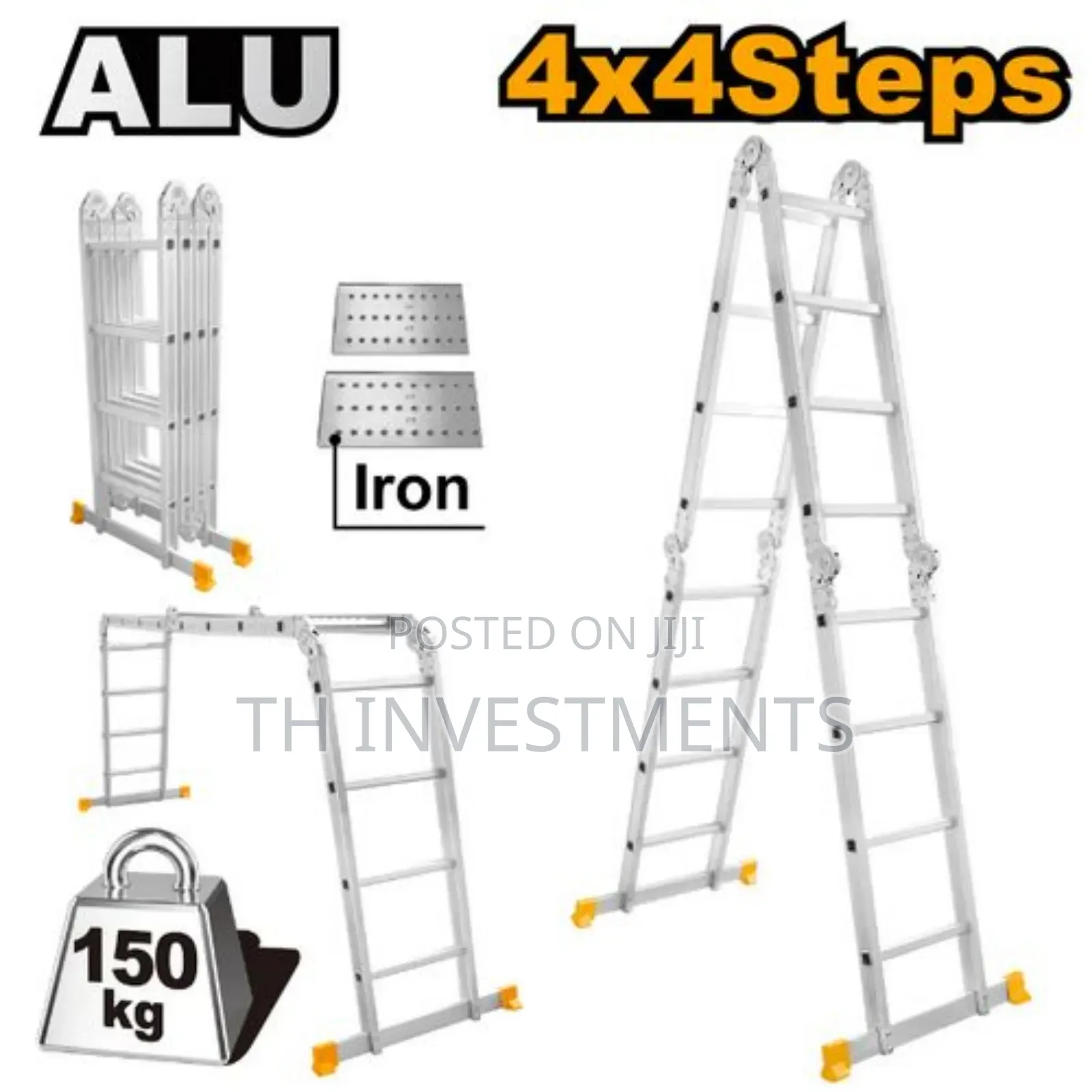 Ingco Hlad04441 - Multi-Purpose Aluminum Ladder - Orange