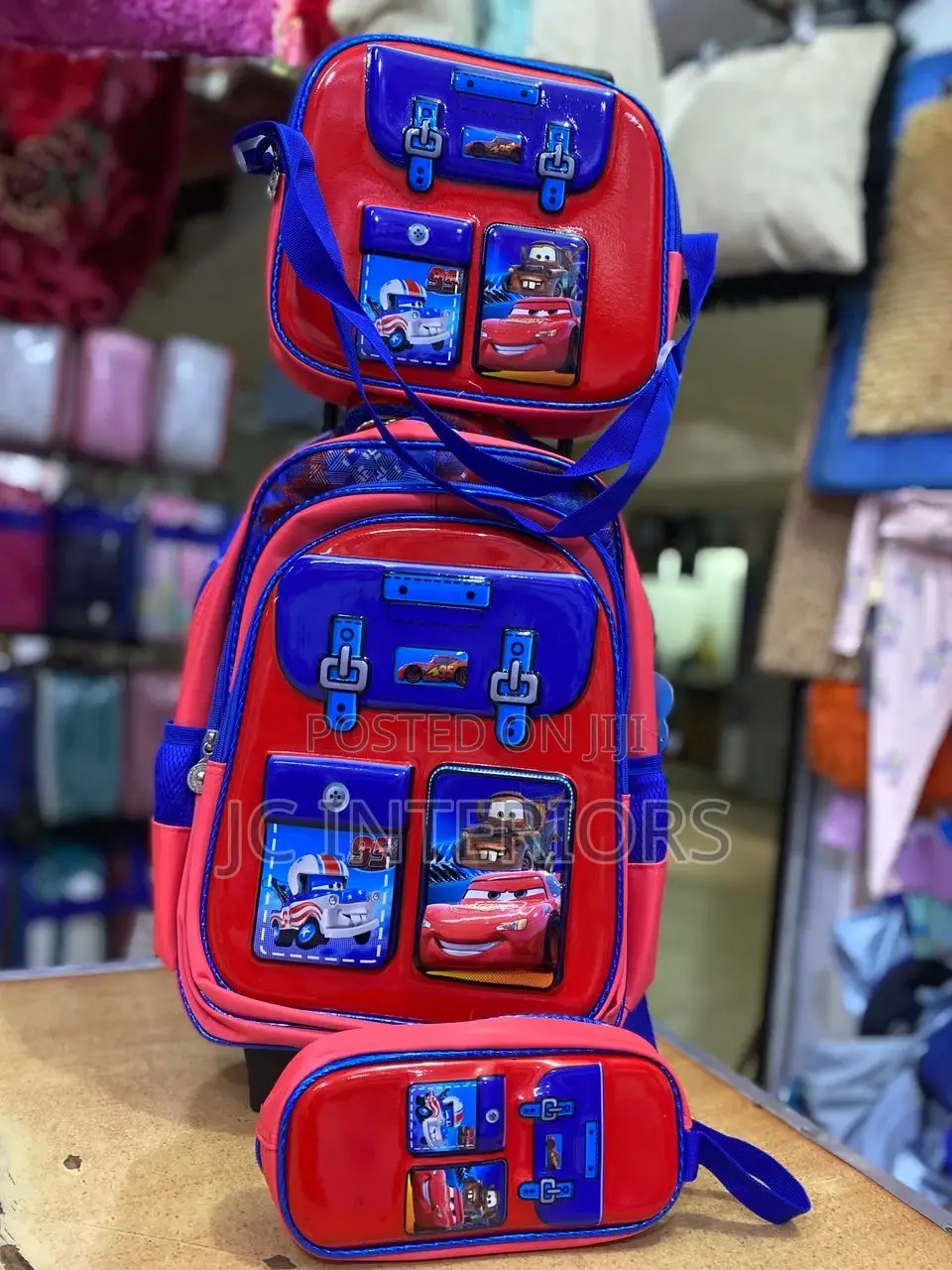 3 Pieces Trolly School Bag - Lightning McQueen