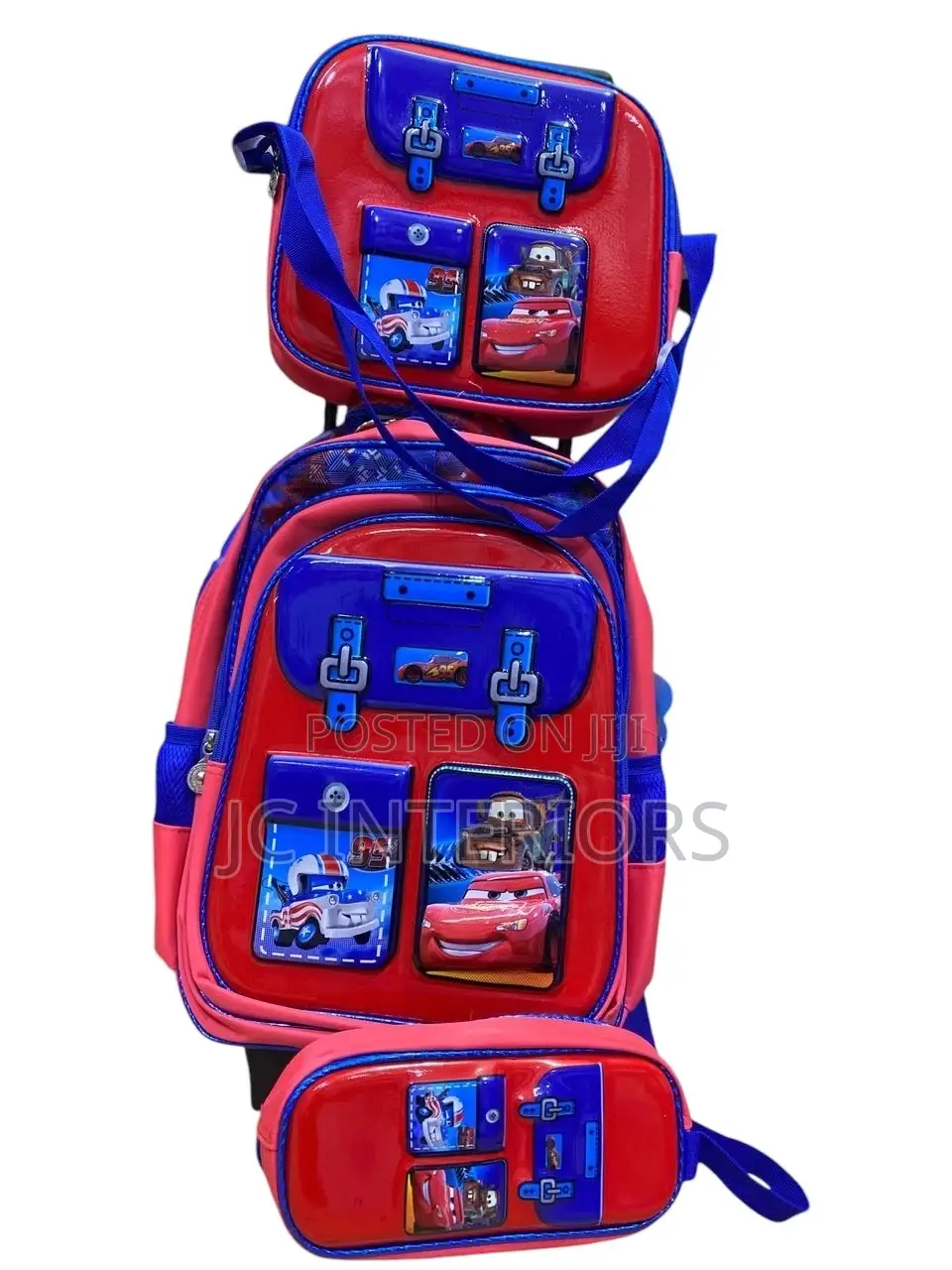 3 Pieces Trolly School Bag - Lightning McQueen