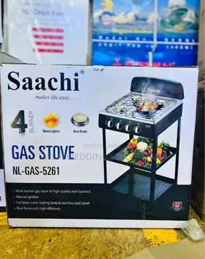Saachi 4 Burner Gas Stove Cooker With 2 Shelves Stands