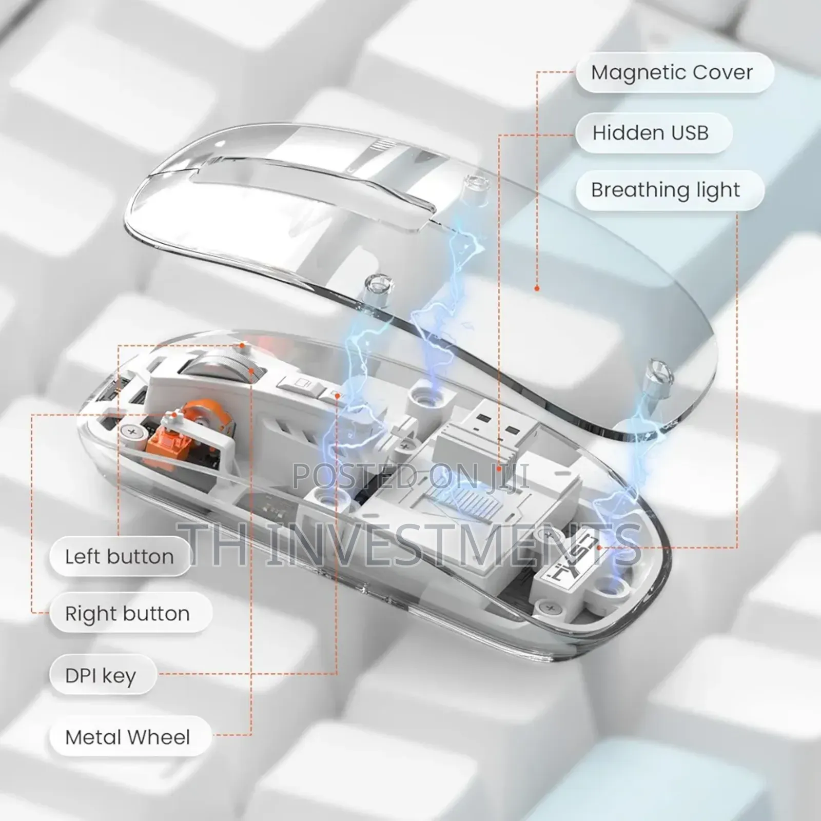 Nalacal Transparent Wireless Mouse 5.1 2.4g Mini Bluetooth.