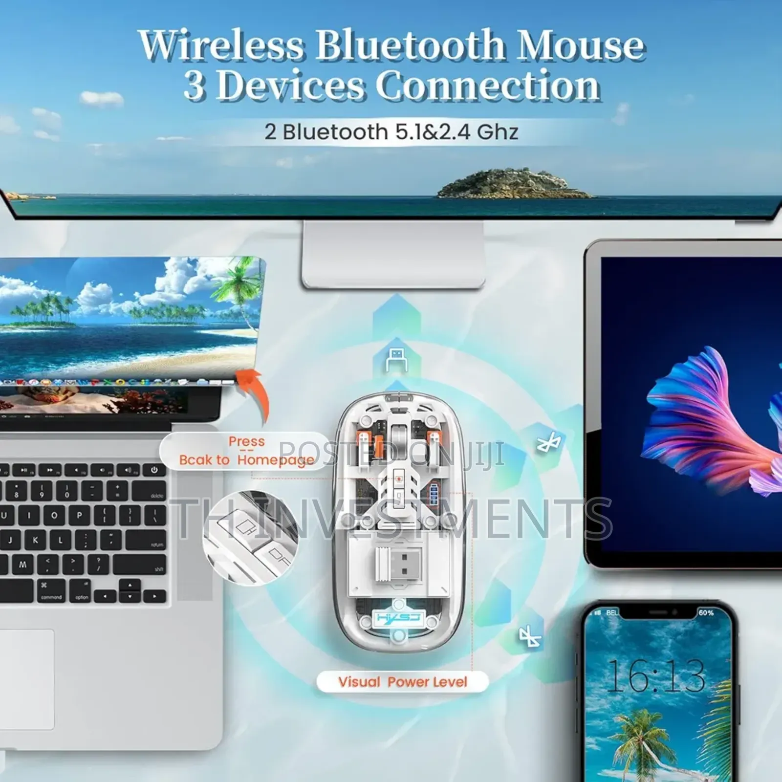Nalacal Transparent Wireless Mouse 5.1 2.4g Mini Bluetooth.