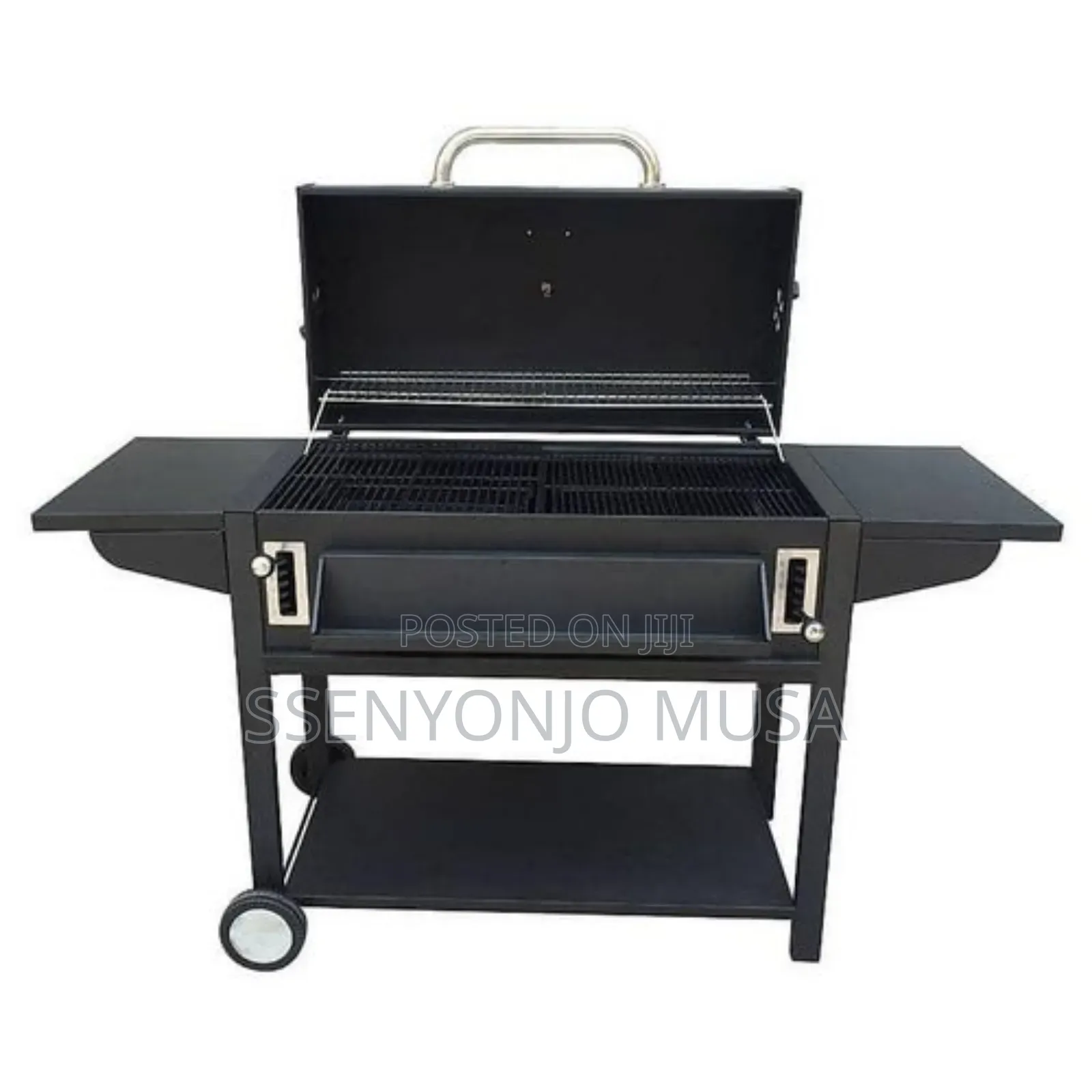 Adjustable Foldable Charcoal BBQ Smoker Grill - Cast Iron