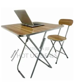 Wooden Folding Reading Table Chair - Brown