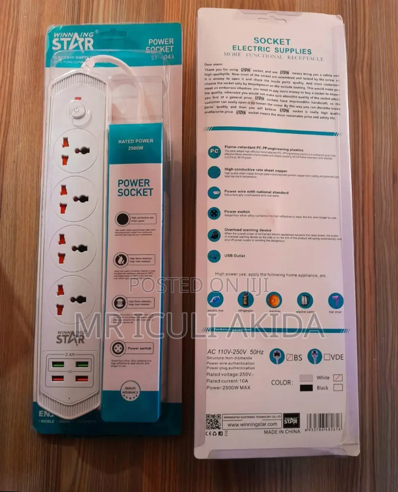 Winning Star 2500w Extension Cable With Usb Charging Ports