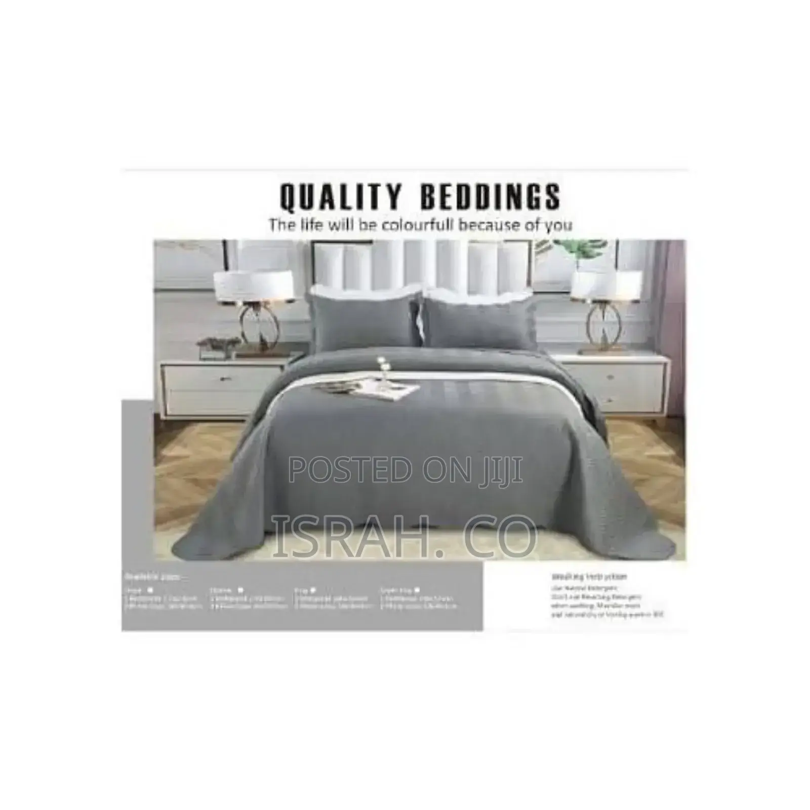 3 Piece King Quilted Plain Embossed Bedspread Plain