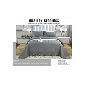 3 Piece King Quilted Plain Embossed Bedspread Plain