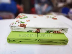 6pc Cotton Bedsheeets 6x6 White and Lemon Green