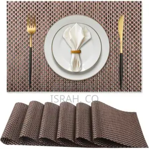 Rectangular Vinyl Plastic Placemats Set of 6 Washable