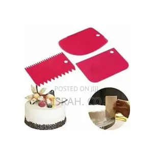 3 PCS Plastic Cake Scraper Spatula Dough Cutter Cake Red