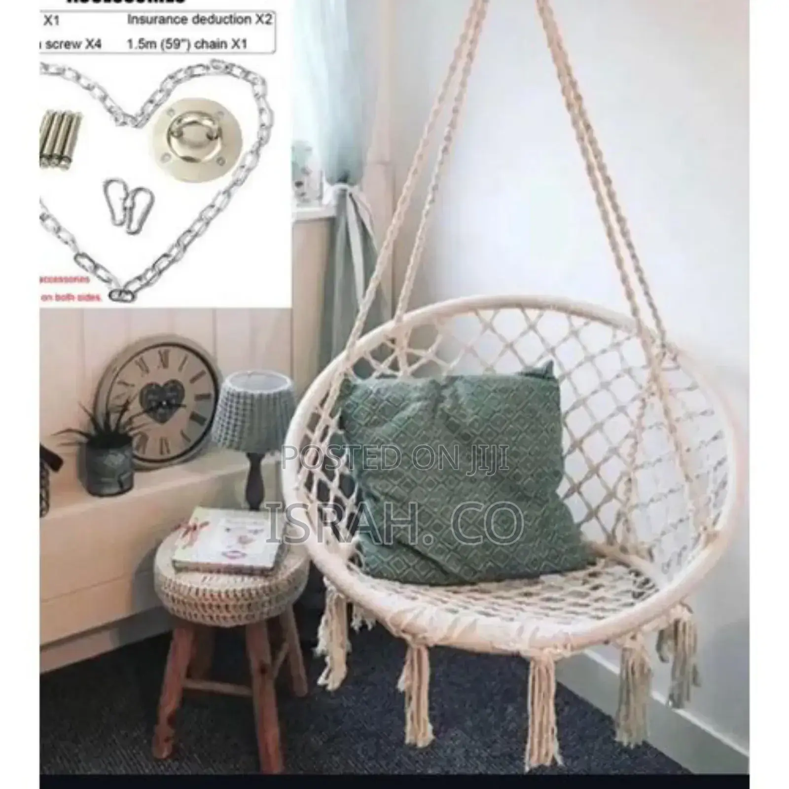 Hammock Chair Hanging Macrame Swing With Cushion