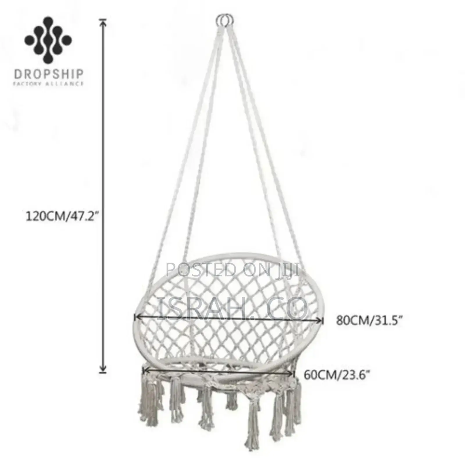 One Macrame Hammock Swing Chair With Two Iron Hoop