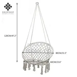 One Macrame Hammock Swing Chair With Two Iron Hoop