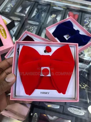 Velvet Bowtie With Cufflinks Pocket Square - Wine Colour