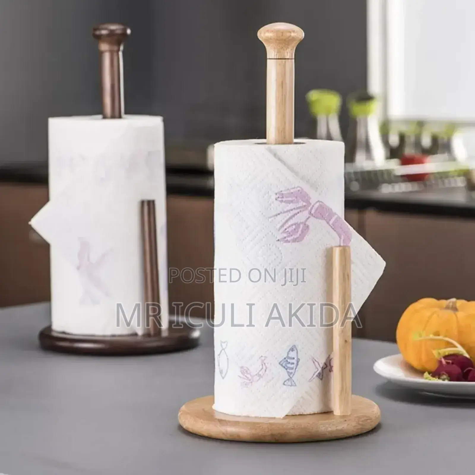 Solid Bamboo Countertop Paper Towel Roll Holder Stand