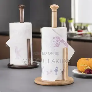 Solid Bamboo Countertop Paper Towel Roll Holder Stand