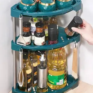 Triangular Layer Kitchen Corner Organizer Shelf Plastic