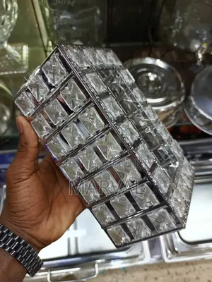High Quality Rectangular Beaded Metal Silver Tissue Box