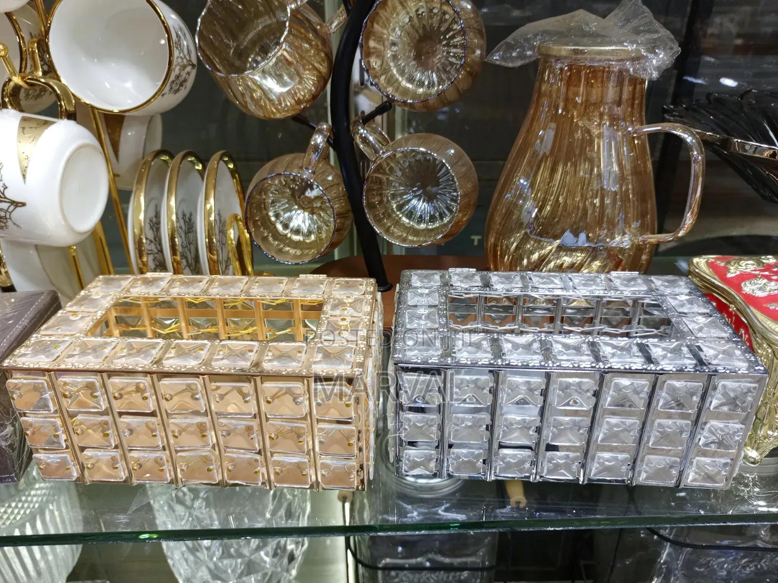 High Quality Rectangular Beaded Metal Silver Tissue Box