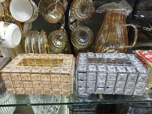 High Quality Rectangular Beaded Metal Silver Tissue Box