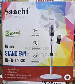 Saachi Stand Fan With Remote Control, 3 Speed, 3 Wind Mode