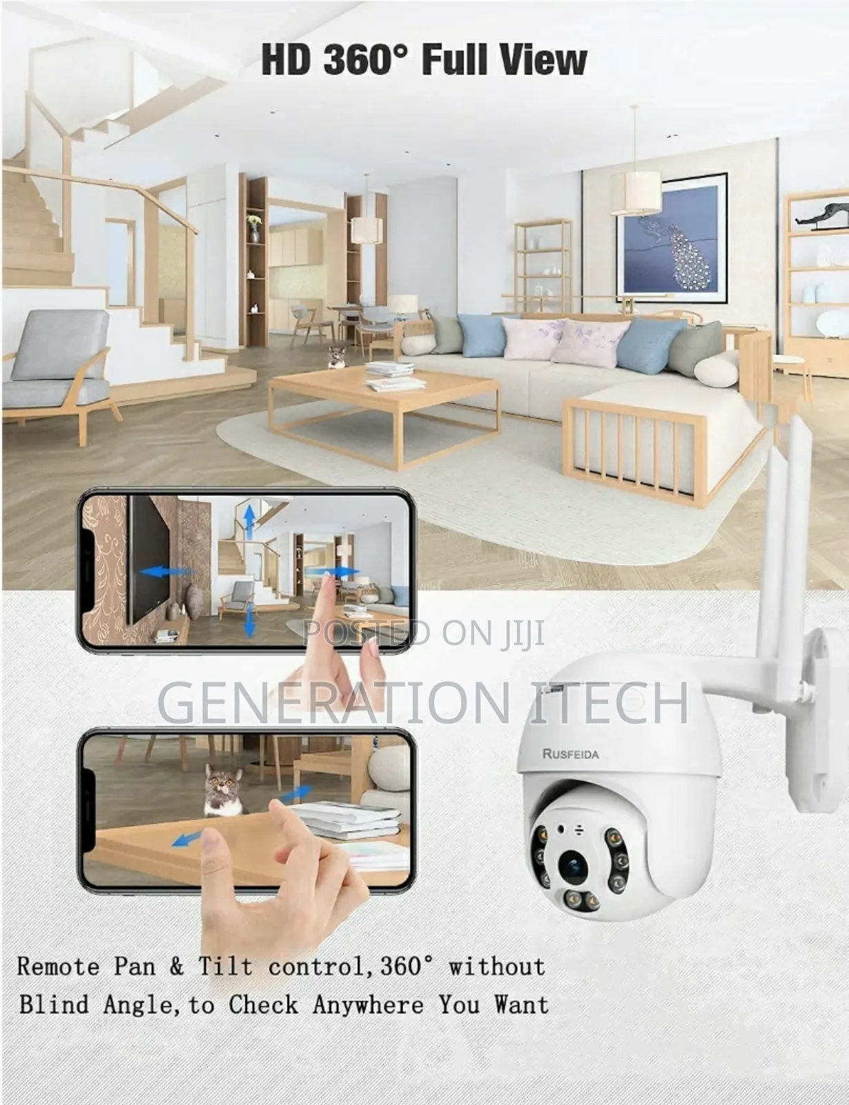V380 Pro Wifi Smart Camera- Water Proof, Night Vision-Lights