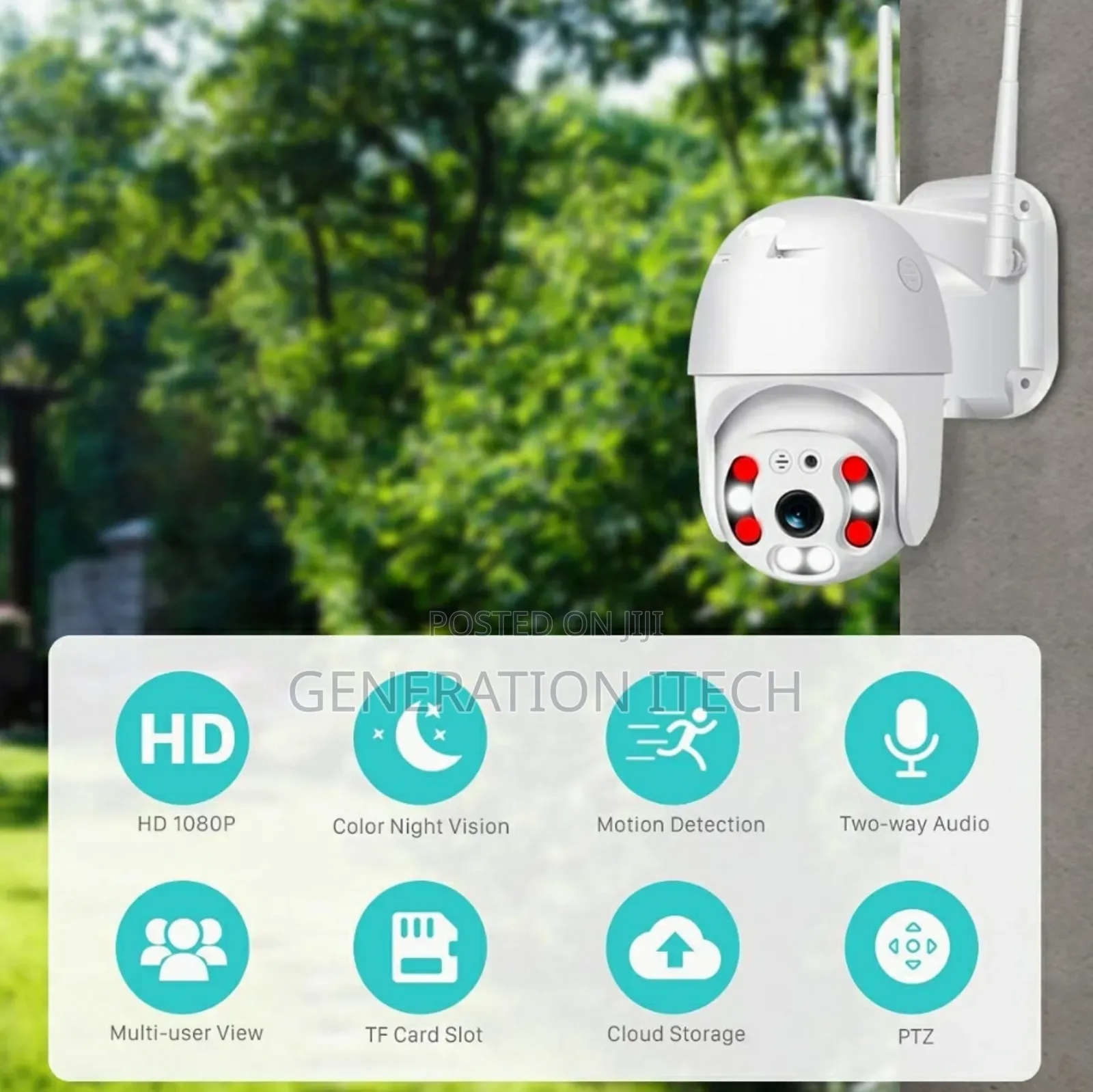 V380 Pro Wifi Smart Camera- Water Proof, Night Vision-Lights