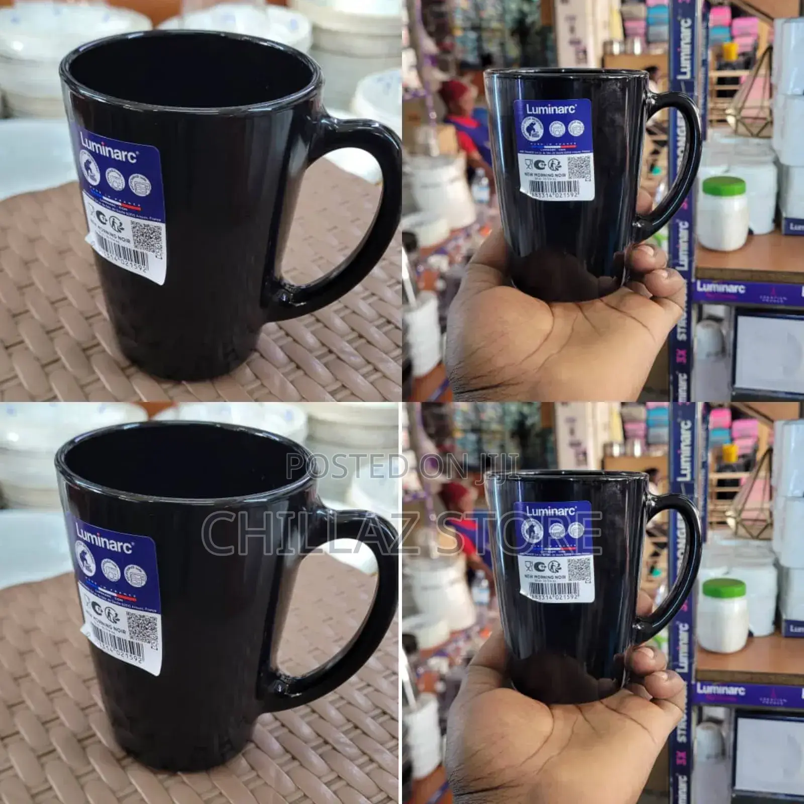6pcs Black Luminarc Cups.