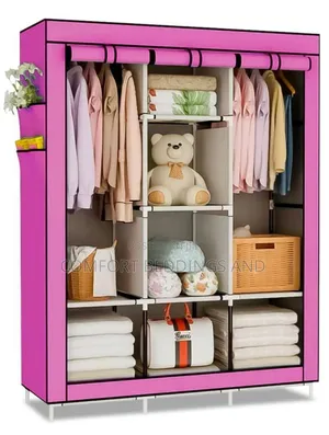 Three Column Metallic Closet Pink