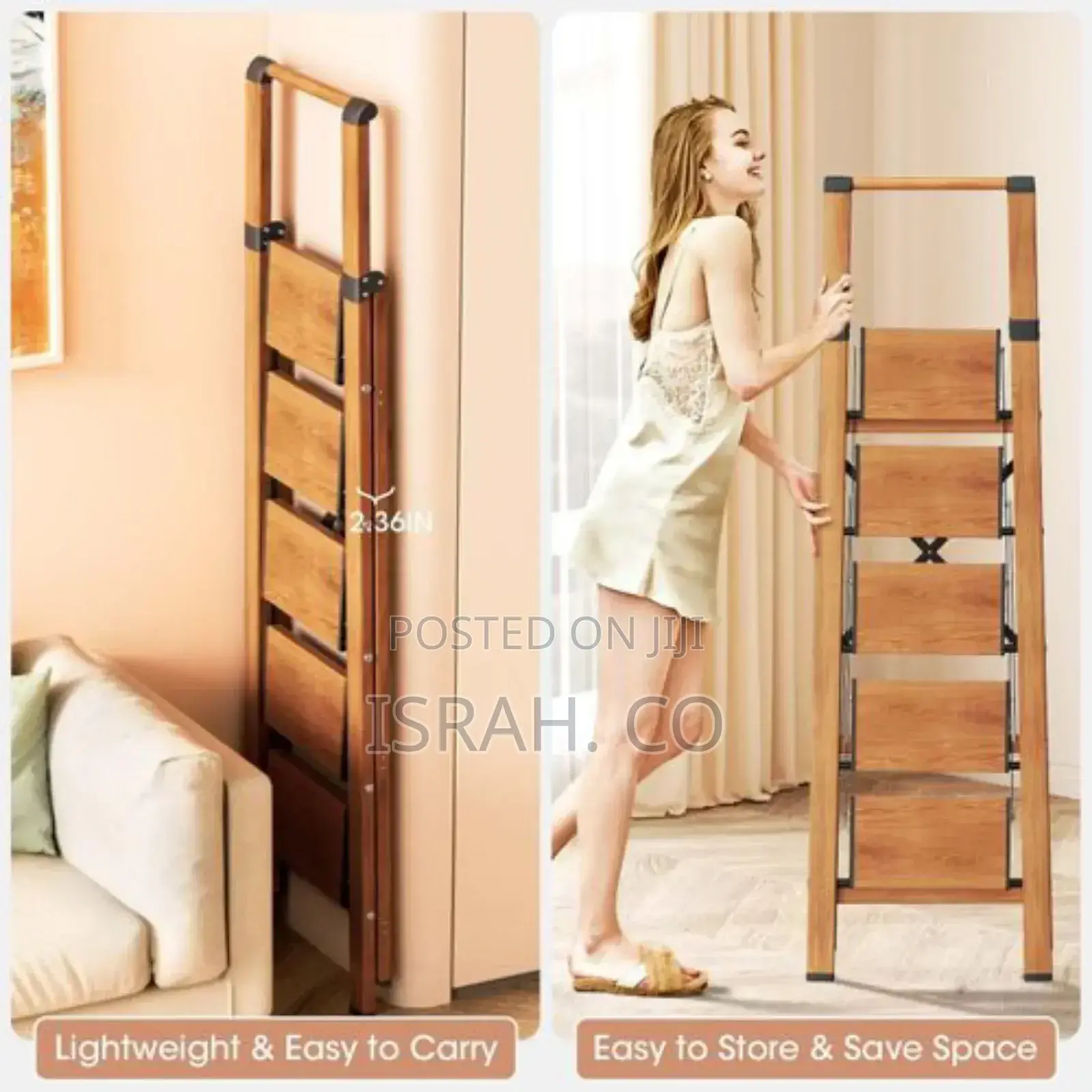 Portable Folding Step Ladder With Handgrip, Multi-Use Steel