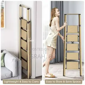 Portable Folding Step Ladder With Handgrip, Multi-Use Steel