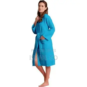 Long Soft Absorbent Cotton Bathrobe - Blue