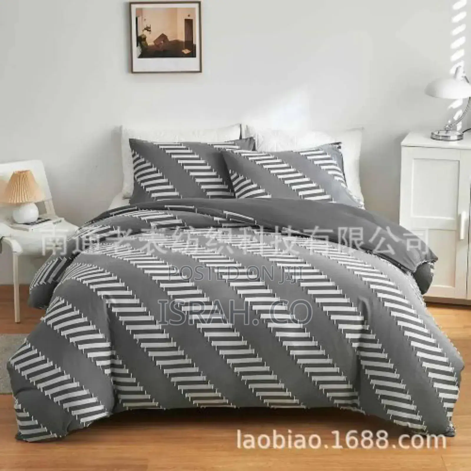 6*6 Quilt Duvet Cover Bedding Set Gray