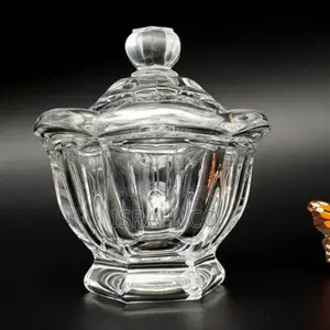 Vintage Baccarat Crystal Lidded Candy Dish Jar in Hexagonal