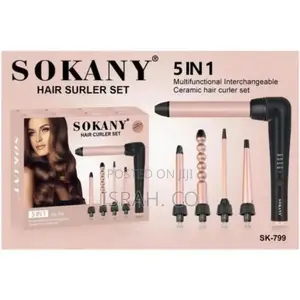Sokany 5 In1ceramic Straightener Hair Curler Set of 5 Pieces