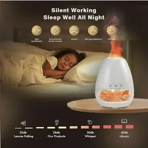 Flame Oil Diffuser Cool Mist Humidifier With Night Light