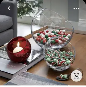 2 Piece Glass Slant Cut Bubble Bowl Glass Round Candy Dish