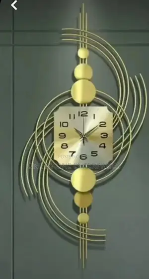 Modern 3d Metal Wall Clock With Golden Geometric Frame