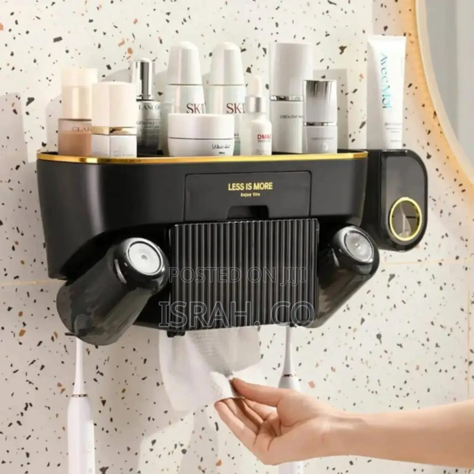 Wall Mounted Bathroom Tissue Toothbrush Holder and Dispenser