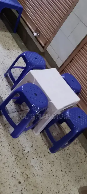 White Table and Stools Set