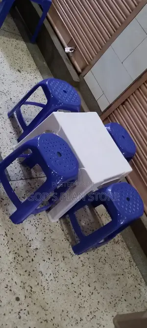 White Table and Stools Set