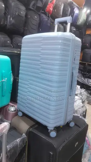 Plastic Rubber Sky Blue Suitcase