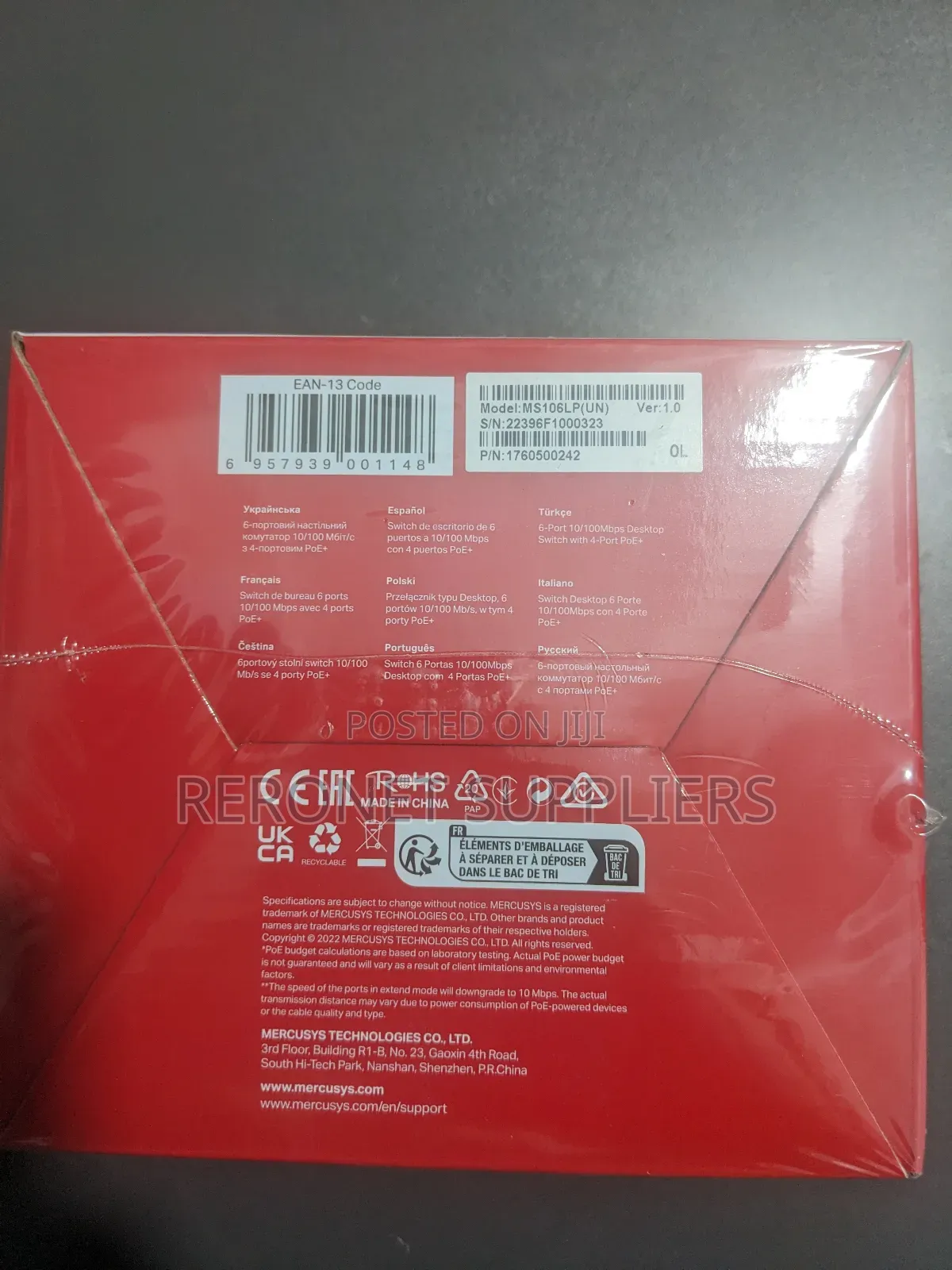 Mercursys 6port 10/100mbpd Poe Switch