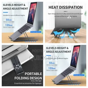 6 Level Height and Angle Adjustable Laptop Stand