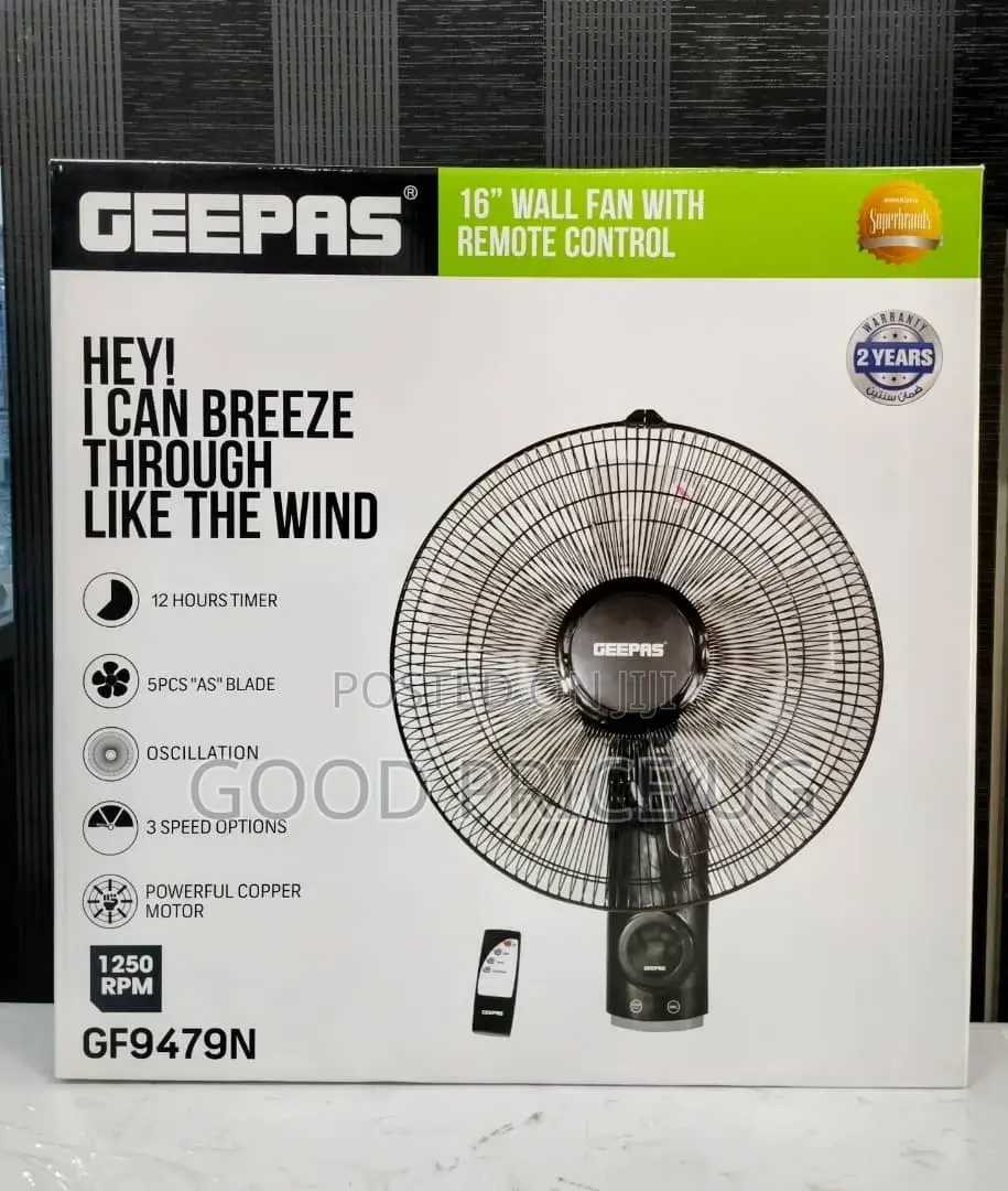 Geepas 16'' Wall Fan With Remote Control Gf9479n