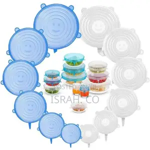Silicone Stretch Seal Lids 6 Pieces Food Covers White