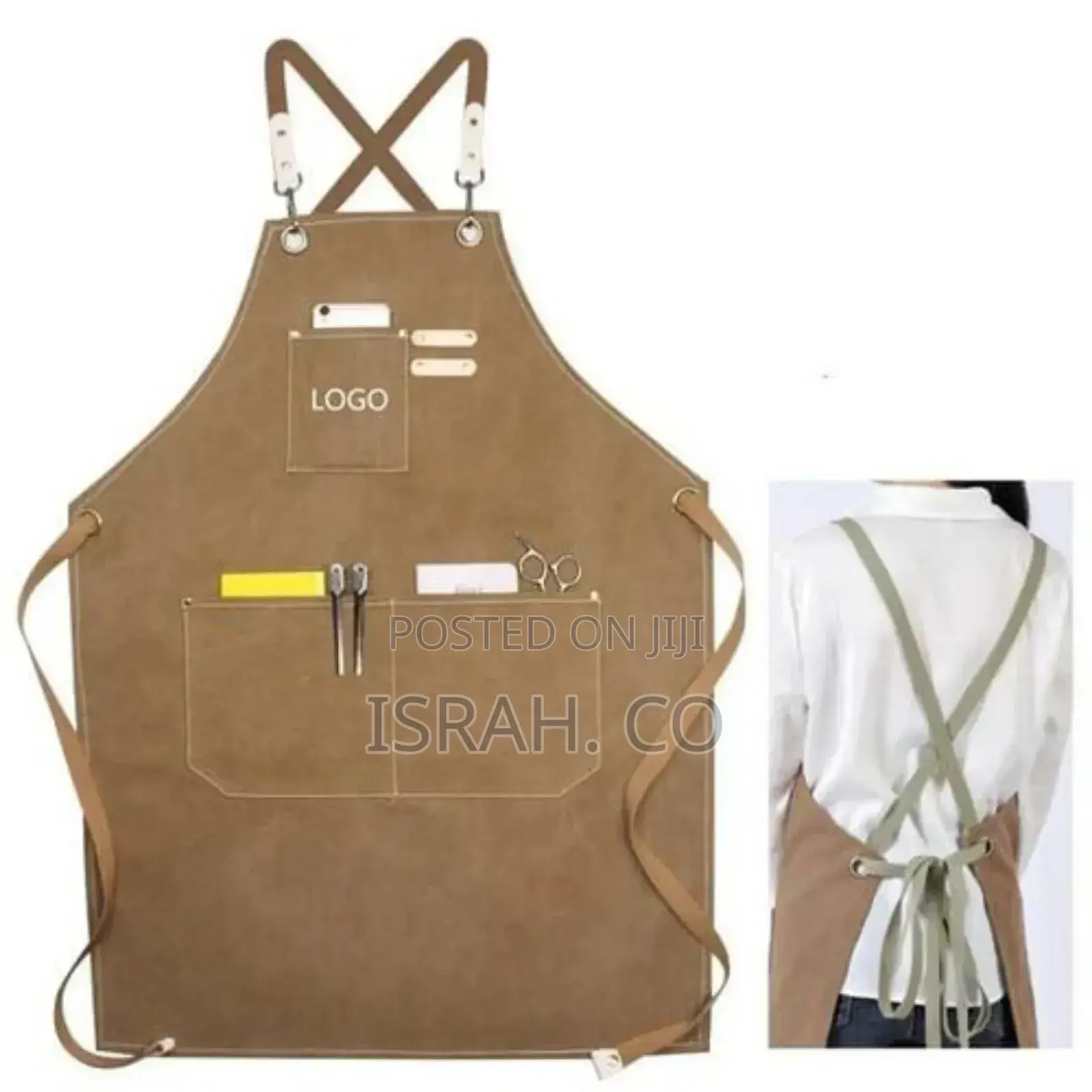 Chef Apron, Adjustable Cross Back Canvas Apron,