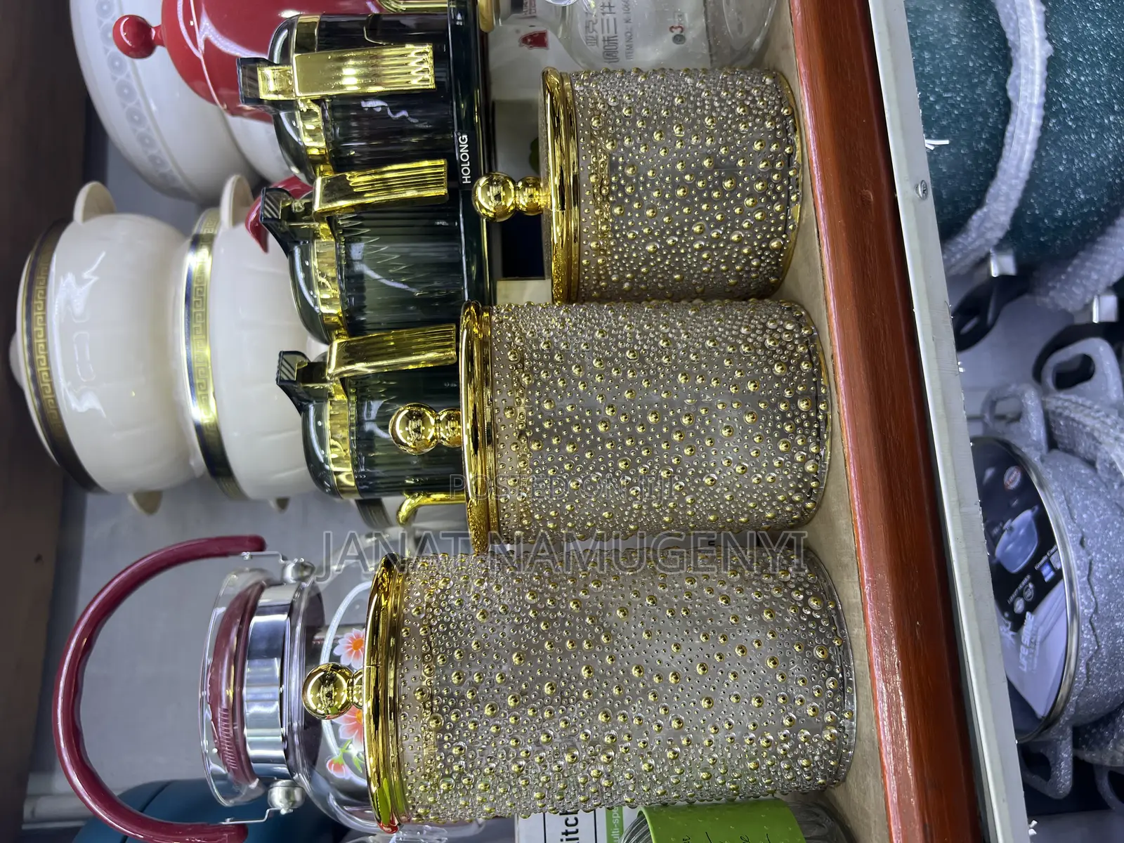 3 Piece Gold Coated Sugar Bowls
